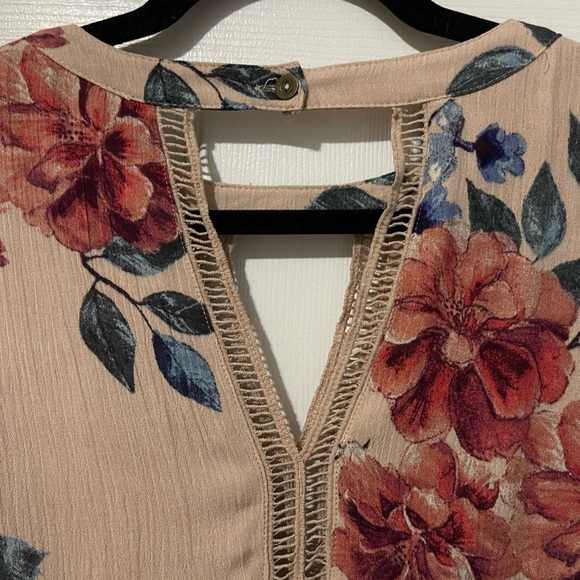 Blu Pepper Anthropologie Blush Boho Chic Floral Dress Keyhole Back Small - Picture 7 of 9